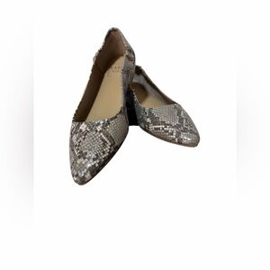 Kaari Blue Snakeskin Pattern Pointed Toe Flat Ballet Shoes, Size 7.5. NWT